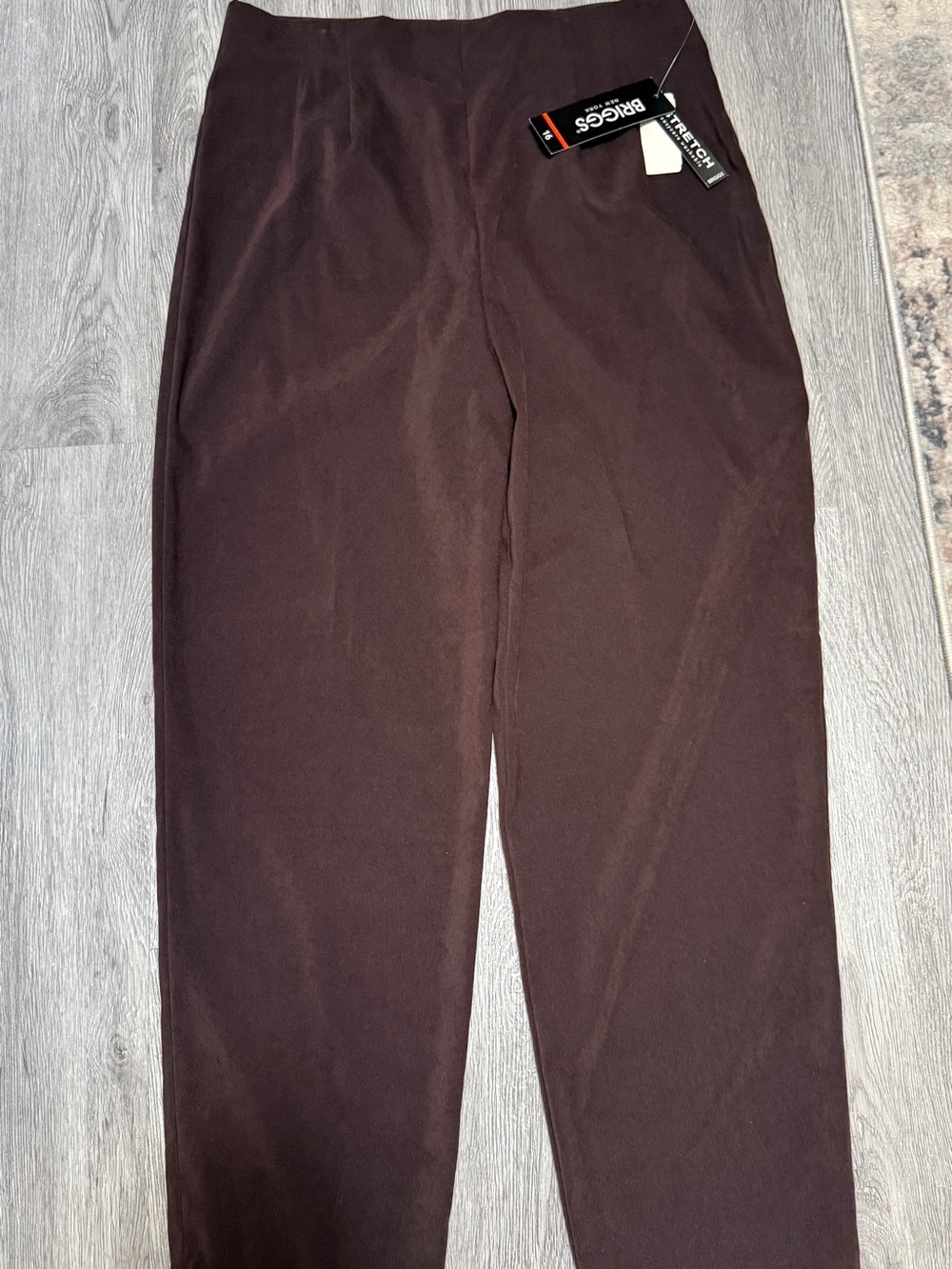 NWT Briggs New York Stretch Faux Suede Brown Midi Pull-Up Pants Size 16, USA